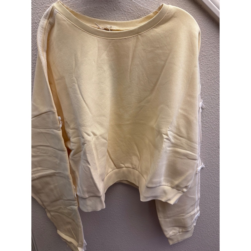 AS‎ Revival Womens 3XL Vanilla Custard Yellow Bow Side Stripe Sweatshirt